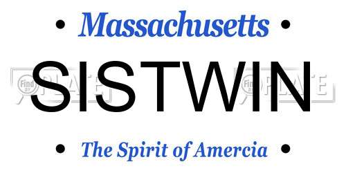 SISTWIN Massachusetts License Plate