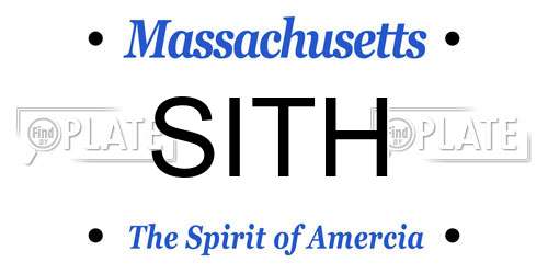 SITH Massachusetts License Plate