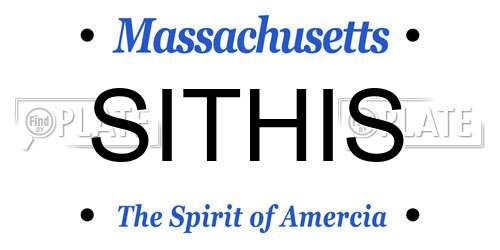 SITHIS Massachusetts License Plate