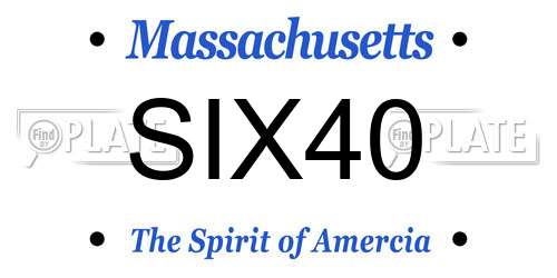 SIX40 Massachusetts License Plate