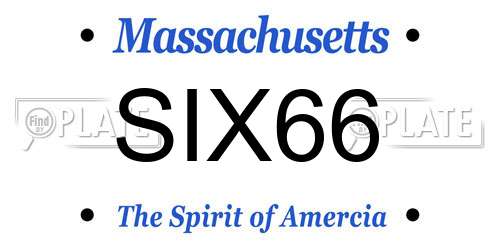 SIX66 Massachusetts License Plate
