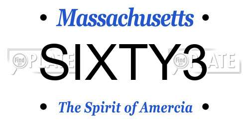 SIXTY3 Massachusetts License Plate