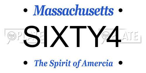 SIXTY4 Massachusetts License Plate