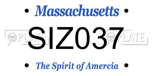 SIZ037 Massachusetts License Plate