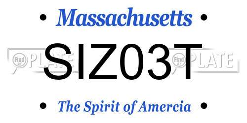 SIZ03T Massachusetts License Plate