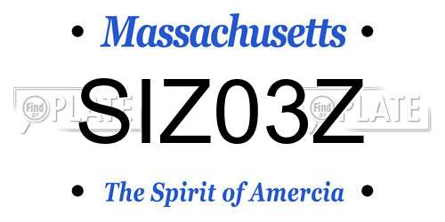 SIZ03Z Massachusetts License Plate