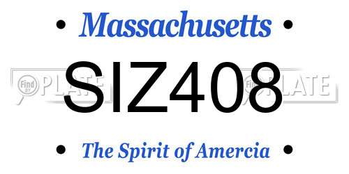 SIZ408 Massachusetts License Plate