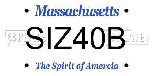 SIZ40B Massachusetts License Plate