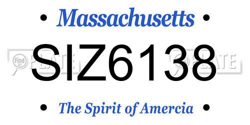 SIZ6138 Massachusetts License Plate