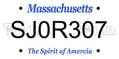 SJ0R307 Massachusetts License Plate
