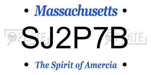 SJ2P7B Massachusetts License Plate
