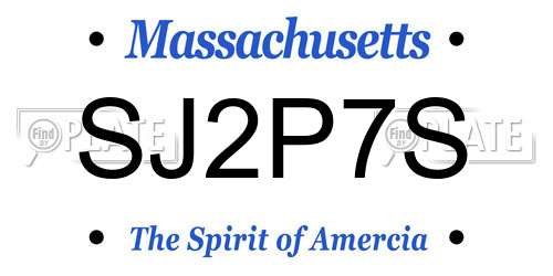 SJ2P7S Massachusetts License Plate