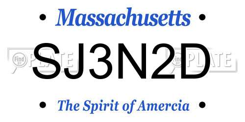 SJ3N2D Massachusetts License Plate