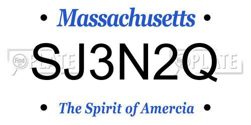 SJ3N2Q Massachusetts License Plate