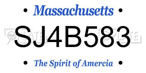 SJ4B583 Massachusetts License Plate