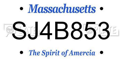 SJ4B853 Massachusetts License Plate