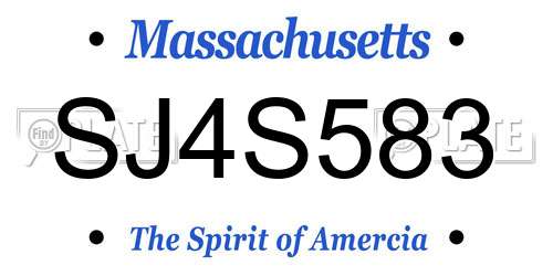 SJ4S583 Massachusetts License Plate