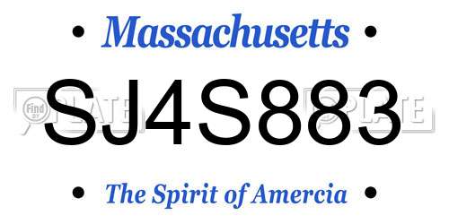 SJ4S883 Massachusetts License Plate