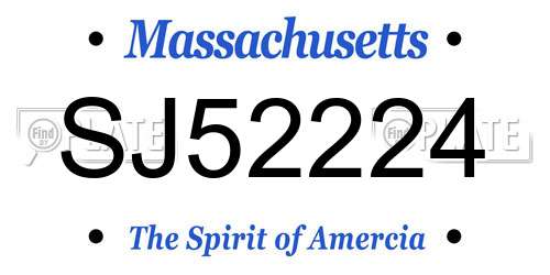 SJ52224 Massachusetts License Plate