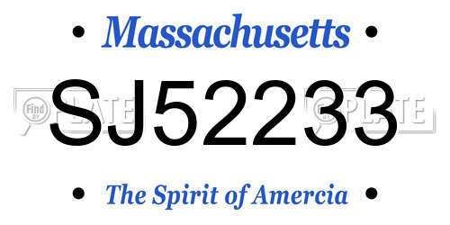 SJ52233 Massachusetts License Plate
