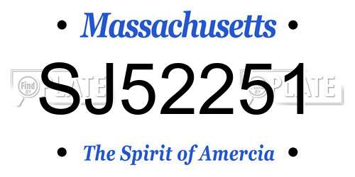 SJ52251 Massachusetts License Plate