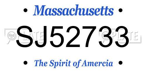 SJ52733 Massachusetts License Plate