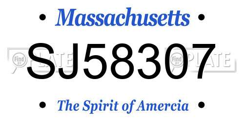 SJ58307 Massachusetts License Plate
