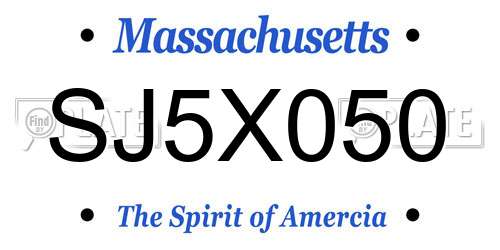 SJ5X050 Massachusetts License Plate