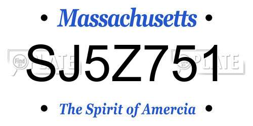 SJ5Z751 Massachusetts License Plate