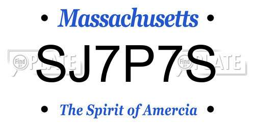 SJ7P7S Massachusetts License Plate