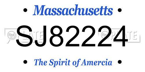 SJ82224 Massachusetts License Plate