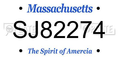 SJ82274 Massachusetts License Plate