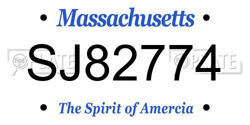 SJ82774 Massachusetts License Plate
