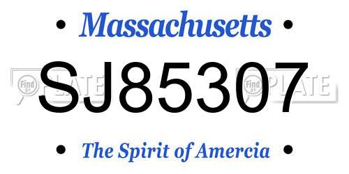 SJ85307 Massachusetts License Plate
