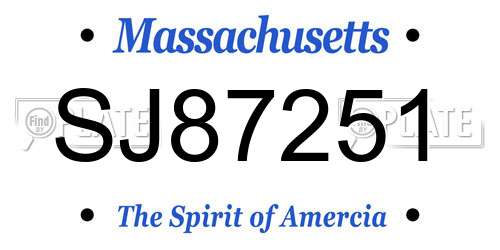 SJ87251 Massachusetts License Plate