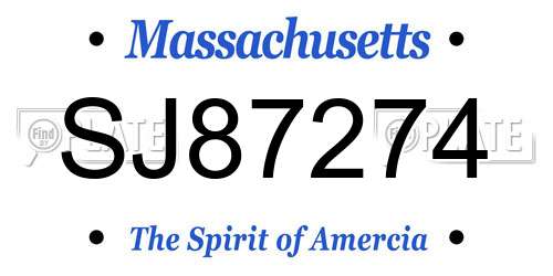 SJ87274 Massachusetts License Plate
