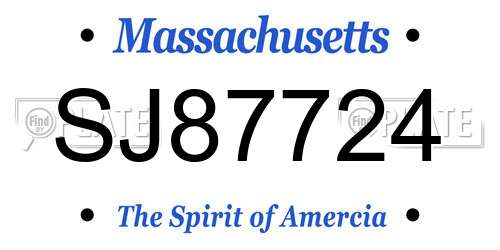 SJ87724 Massachusetts License Plate