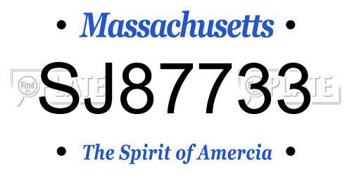SJ87733 Massachusetts License Plate