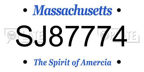 SJ87774 Massachusetts License Plate