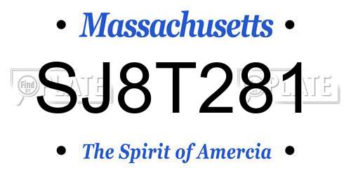 SJ8T281 Massachusetts License Plate
