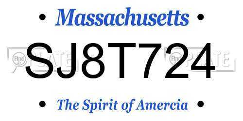 SJ8T724 Massachusetts License Plate