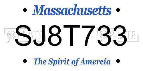 SJ8T733 Massachusetts License Plate