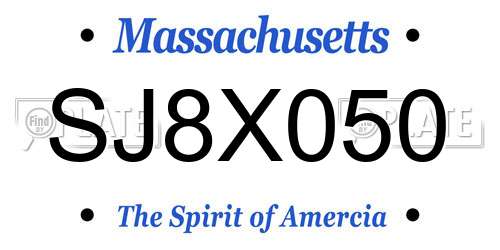 SJ8X050 Massachusetts License Plate