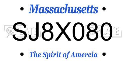 SJ8X080 Massachusetts License Plate