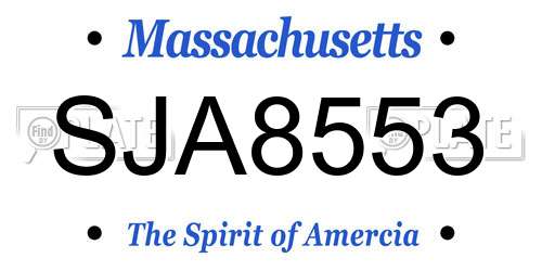 SJA8553 Massachusetts License Plate