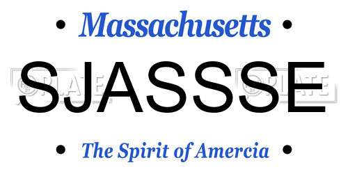 SJASSSE Massachusetts License Plate