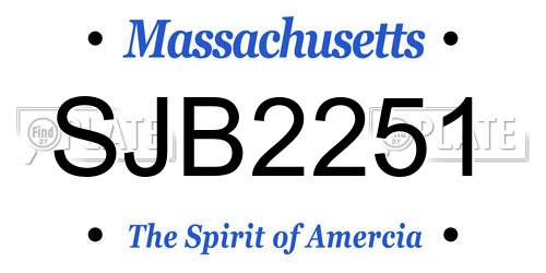 SJB2251 Massachusetts License Plate