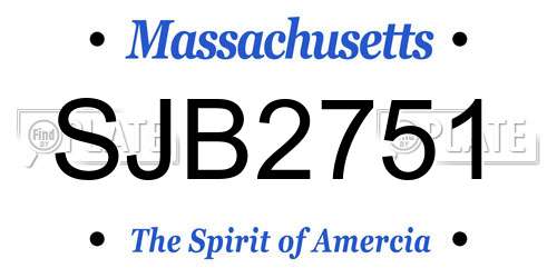 SJB2751 Massachusetts License Plate