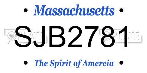 SJB2781 Massachusetts License Plate