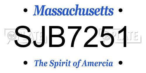 SJB7251 Massachusetts License Plate